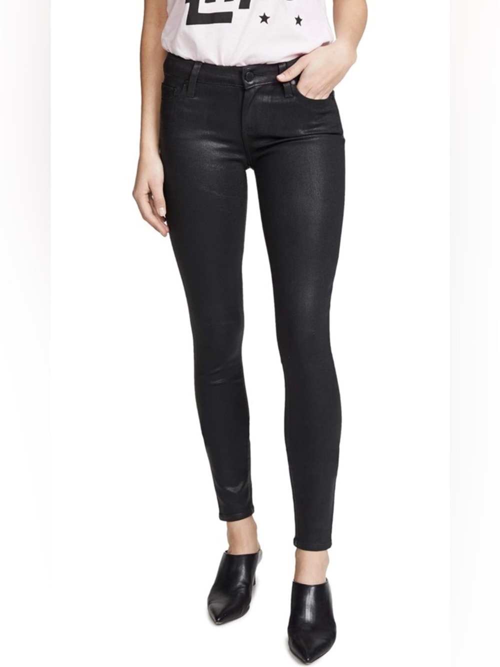 Paige Verdugo Ultra Skinny Jeans Black Fog Luxe Coating